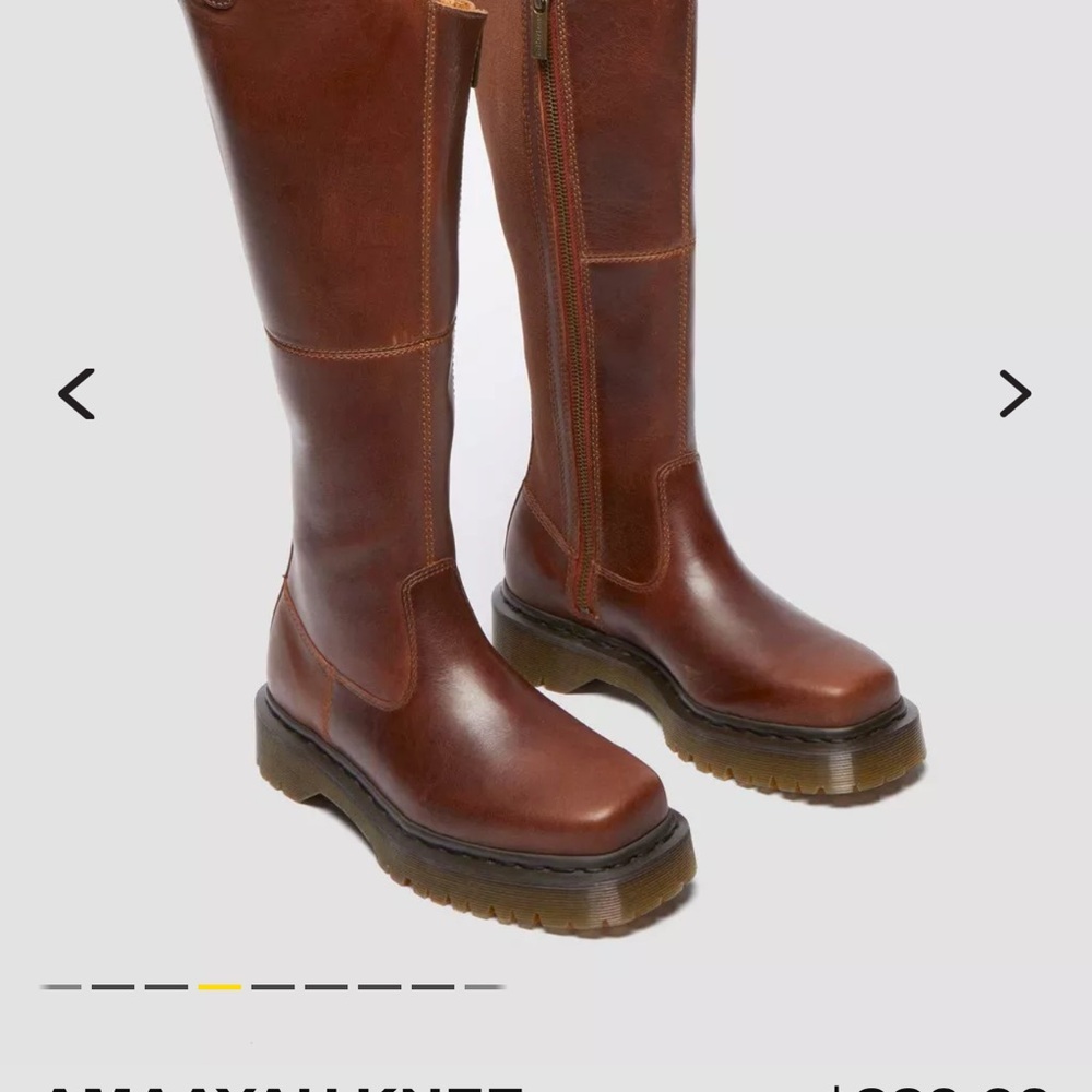 Amaayah Doc Martin Knee High Brown Leather Boots with Chunky Sole